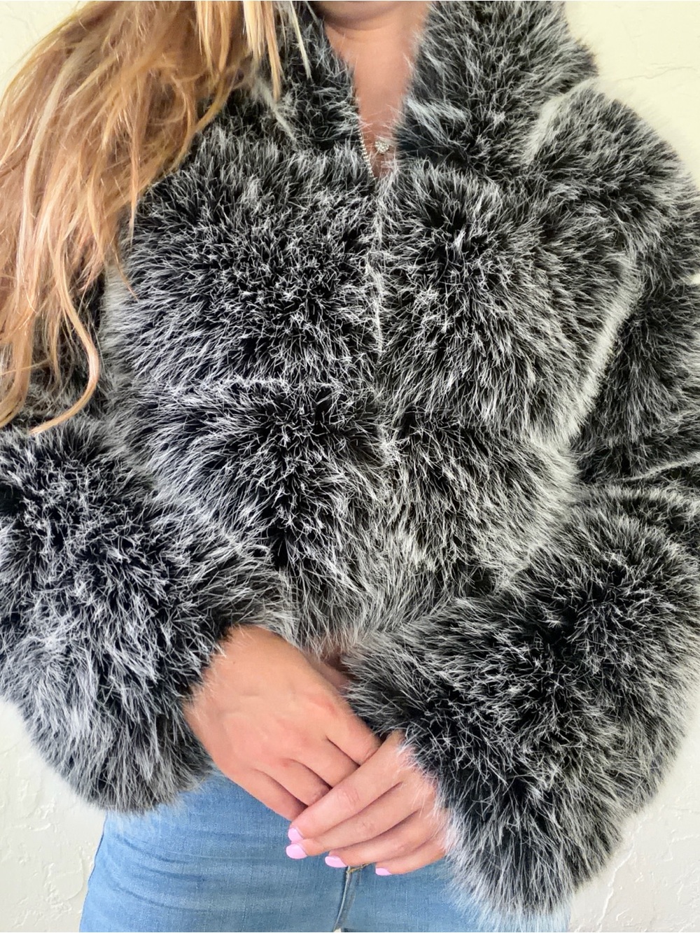 Mr. YTG Black & Grey Faux Fur Jacket